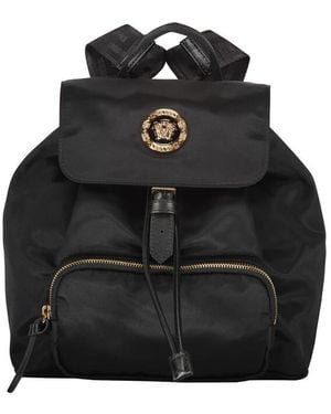 Versace Logo Detail Nylon Backpack - Black