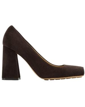 Bottega Veneta Square-Toe Block-Heel Pumps - Brown