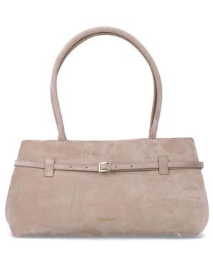 MANU Atelier Le Cambon East West Suede Bag Sughero Calf Leather Shoulder - Gray