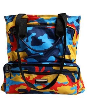 Dolce & Gabbana Camouflage Nylon Shopping Tote Bag - Blue