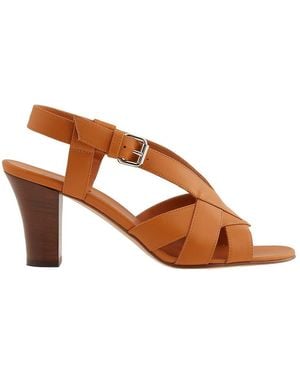 Michel Vivien Ladies Luccia Cognac Leather Sandals, Brand Size 40 (Us - Brown