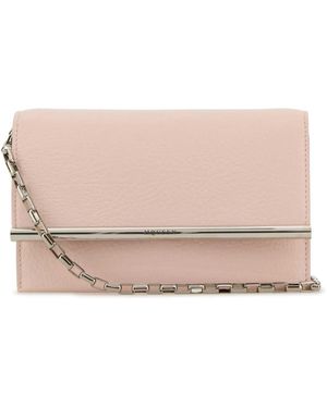 McQueen Leather Mini Cross-Bar Clutch - Pink