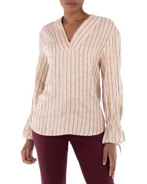 BENJAMIN BENMOYAL Ladies Stiped Linen V Collar Shirt - Multicolour