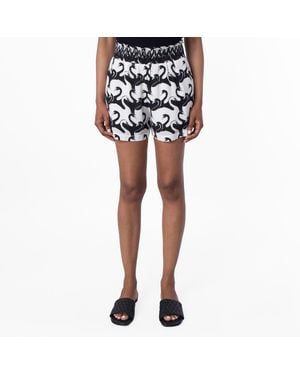 Burberry Swan-Pattern Silk Shorts, Brand Size 4 Us - Black