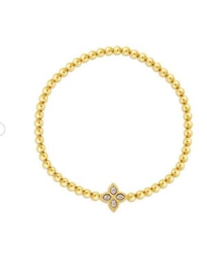 Roberto Coin Princess Flower Diamond Small Stretch Bracelet - Metallic