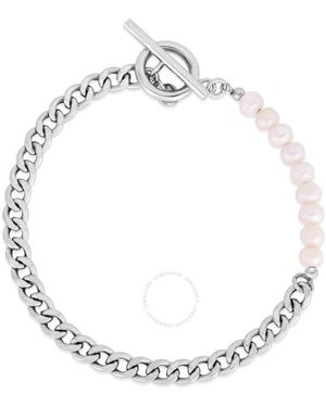 Tresorra Sterling Pearl Curb Toggle Bracelet - Metallic