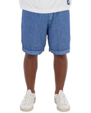 Burberry Equestrian Knight Applique Linen Shorts - Blue