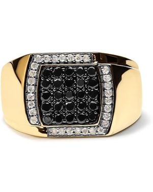Haus of Brilliance 10K 1.00 Cttw Cushion Cluster And Diamond Statement Ring - Black