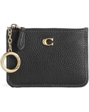 COACH Essential Mini Id Leather Card Case - Black