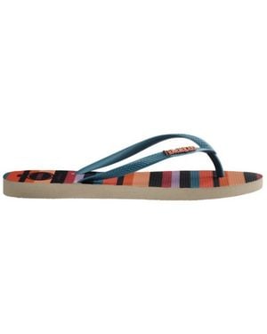 Havaianas Slim Patchwork Stripe Flip Flops, Brand Size 41/42 (Us - Blue