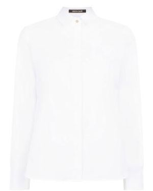 Roberto Cavalli Cotton Mandarin Collar Shirt, Brand Size 42 Us - White