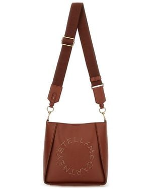 Stella McCartney Shoulder Bag With Logo - Brown