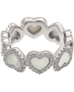 Apm Monaco Sterling Nacre Full Heart Paved Ring - Metallic