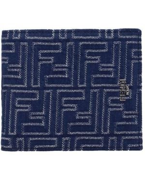 Fendi Ff Jacquard Denim Bifold Wallet - Blue