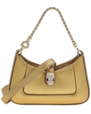 BVLGARI Mini Serpenti Baia Leather Shoulder Bag - Metallic