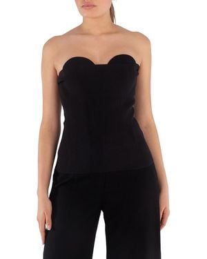 Burberry Ladies Ribbed Silk-Blend Corset Top - Black