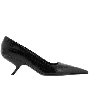Ferragamo Ferragamo Eva 55 Croc-Embossed Leather Court Shoes - Black