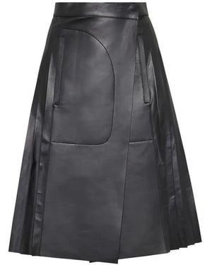 Ferragamo Leather-Skirt - Gray