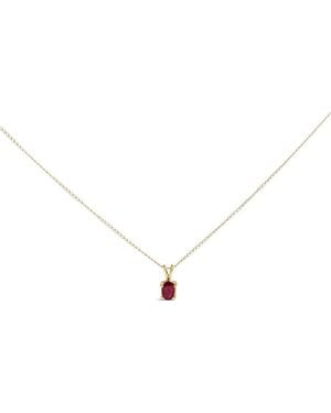 Haus of Brilliance 14K 6X4Mm Oval Shaped Ruby Solitaire Pendant Necklace - Metallic