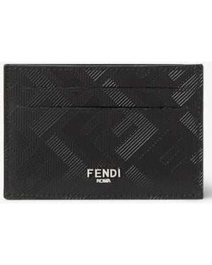 Fendi Shadow Slim Leather Card Holder - Black