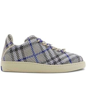 Burberry Check Knit Box Low-Top Trainers, Brand Size 41.5 Us - Blue