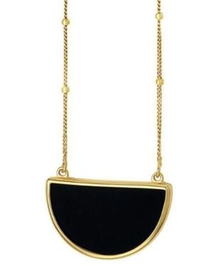 Tresorra 14K Onyx Geometric Half Moon Necklace - White