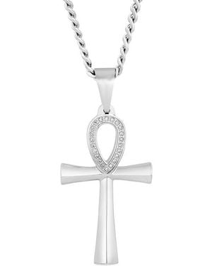 Robert Alton 1/10Ctw Diamond Stainless Steel Ankh Pendant - Metallic