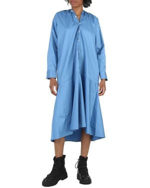 MM6 by Maison Margiela Ladies Prussian Asymmetric Cotton Shirt Dress - Blue