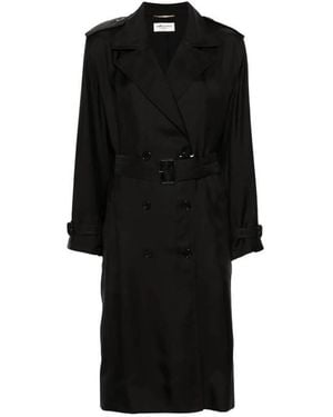 Saint Laurent Silk Trench Coat, Brand Size 40 Us - Black