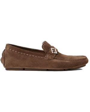 Fendi Ff Suede Driving Loafers, Brand Size 9 Us - Brown