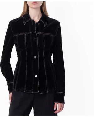 Ferragamo Ferragamo Fitted Velvet Denim Trucker Jacket - Black