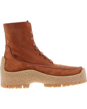 Ferragamo Rugged Platform Lace-Up Boots - Brown