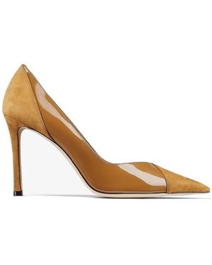 Jimmy Choo Cass 75 Suede And Patent Court Shoes, Brand Size 39.5 Us - Brown