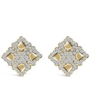 Haus of Brilliance 18K Diamond 5 1/5 Cttw Geometric Cluster Stud Earrings - Metallic