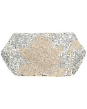 Brunello Cucinelli Naturale Linen Embellished Clutch Bag - White