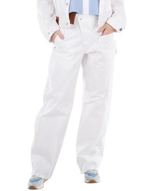 JW Anderson Jw Anderson Twisted Workwear Crystal-Embellished Jeans - White