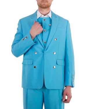 Burberry Bright Opal Wool Tailored Jacket, Brand Size 54 (Us - Blue