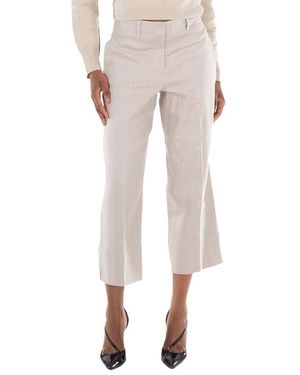 Max Mara Honor' Linen Blend Trousers in Brown | Lyst