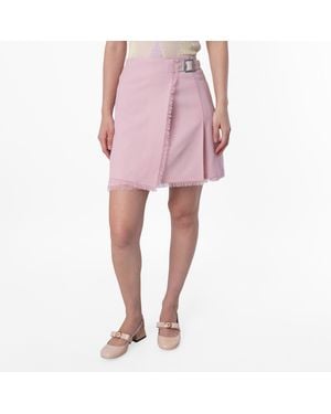 Burberry Frayed Edge Pleated Mini Skirt, Brand Size 4 Us - Pink