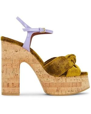 Saint Laurent Bianca Platform Sandals, Brand Size 37 Us - Metallic