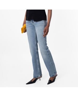 Saint Laurent Sicily Denim Nico Low-Rise Jeans, Waist - Blue