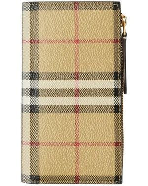 Burberry Check Medium Bifold Wallet - Natural