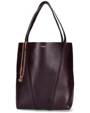 Chloé Chlo Medium Tote Bag Spin - Purple
