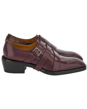 Ferragamo Forest Monk Strap Leather Shoes - Brown