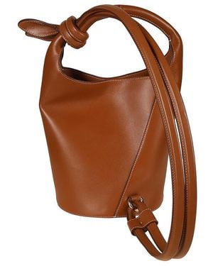 Jacquemus Logo Plaque Knot-Detailed Top Handle Bag - Brown