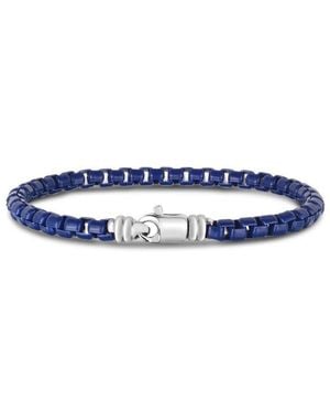 Tresorra Sterling Enamel Box Link Bracelet - Blue