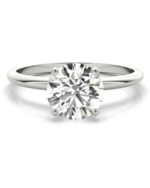 Brilliant Diamond 3 Carat Round Lab Grown Solitaire Diamond Engagement Ring - Metallic