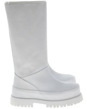 Ferragamo Fazio Leather Combat Boots - Grey