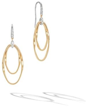 Marco Bicego Marrakech Onde Collection 18k Yellow Gold And Diamond Double Concentric Hook Earring - White