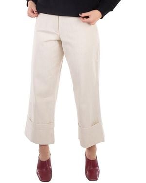 Moncler Genius Cropped Cotton Trousers, Brand Size 40 (Us - Natural